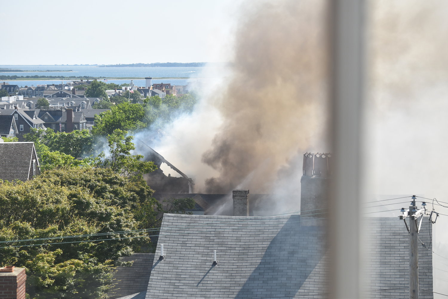 A view of the smoke from the Congregational Church tower.