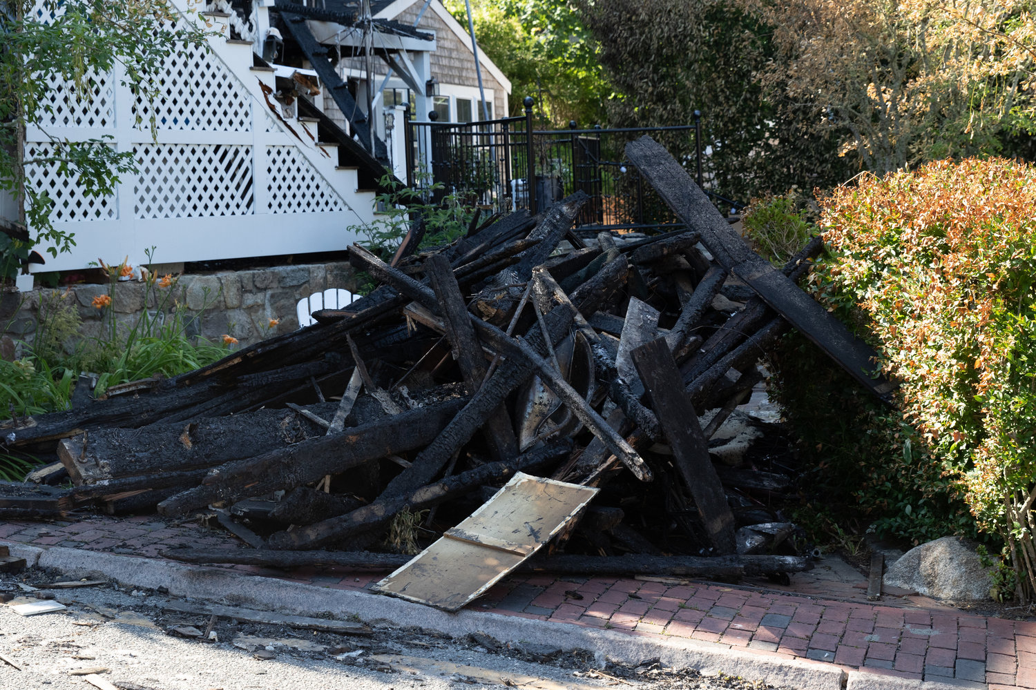 A pile of rubble outside the Veranda House Tuesday.