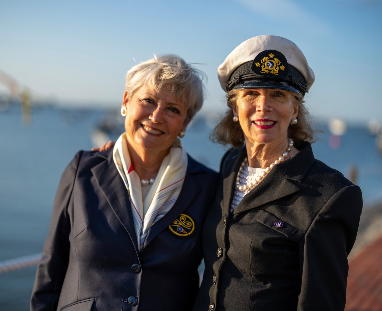 Great Harbor Yacht Club commodore Cece Fowler, left, and Nantucket Yacht Club commodore Lucinda Ballard. This season marks the first time both top positions at the clubs are held by women.