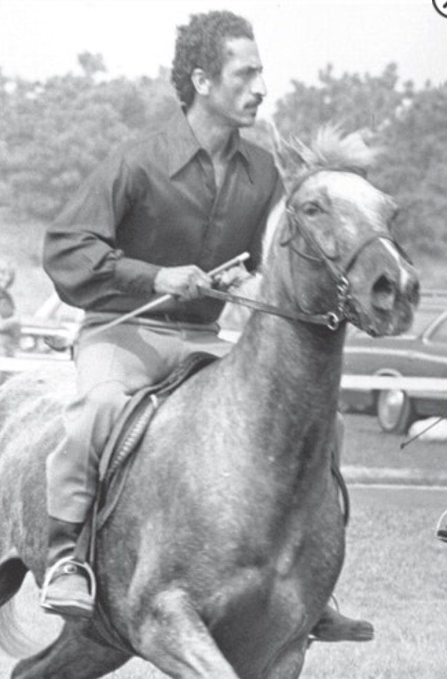 Augie Ramos astride his horse Prince.
