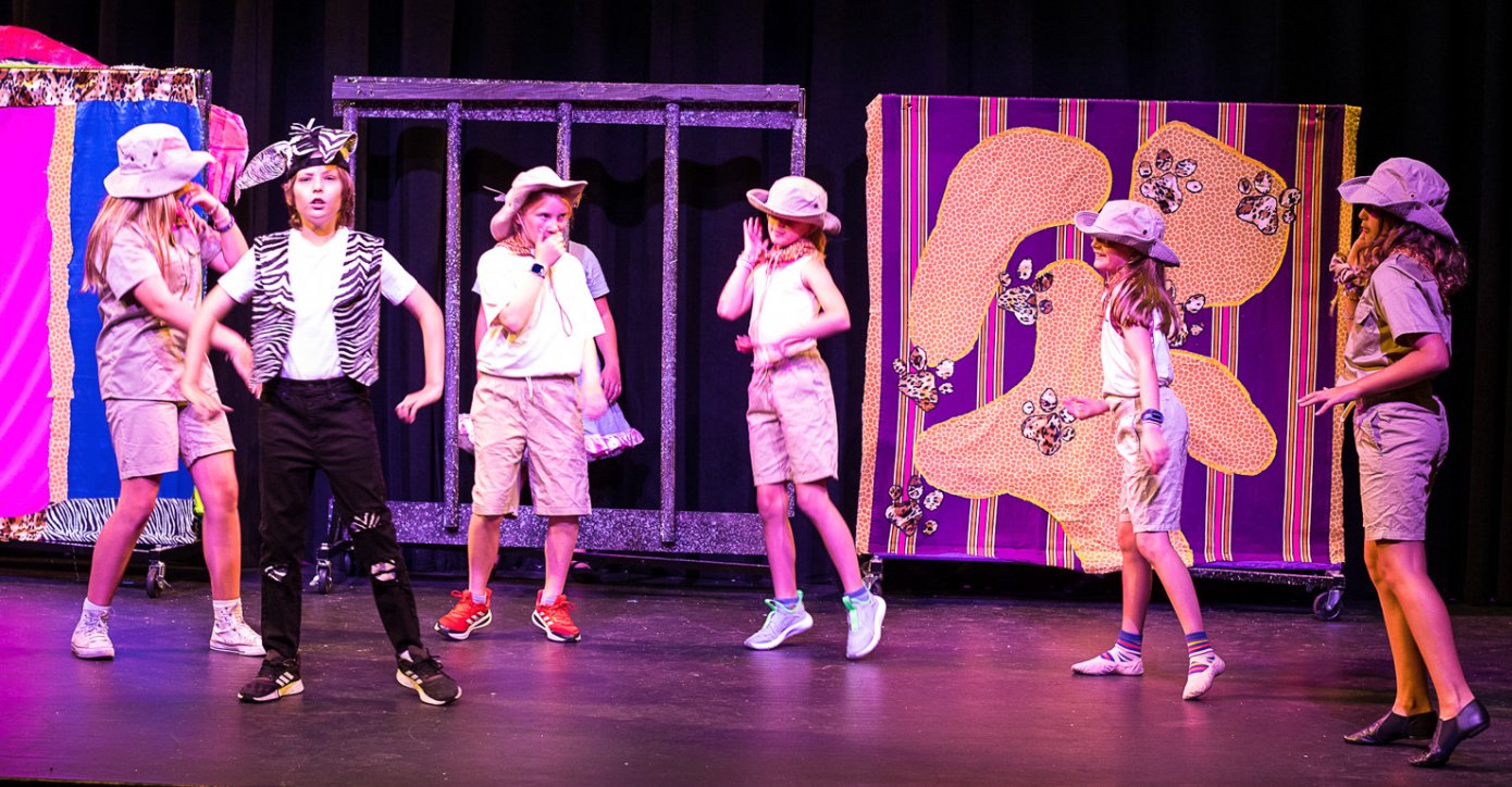 The young cast of “Madagascar Jr.” has been rehearsing for three weeks for this week’s performances.