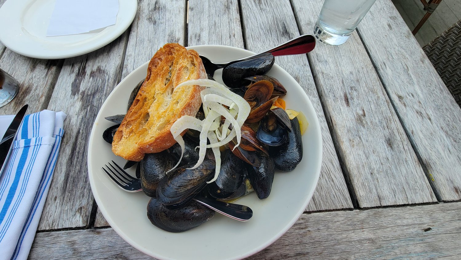 The Easton Street mussels are served in a light white-wine broth.