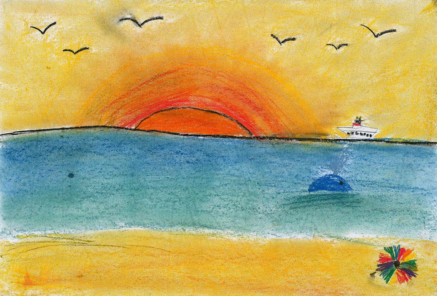 Nantucket New School second grader Nora Connely's winning entry in the Steamship Authority's Sail Into Imagination art contest.
