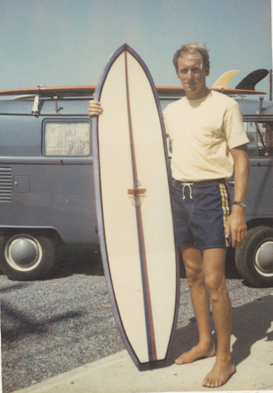 A young Spyder Wright outside his Volkswagen bus in Ocean City, Md. in the 1960s.