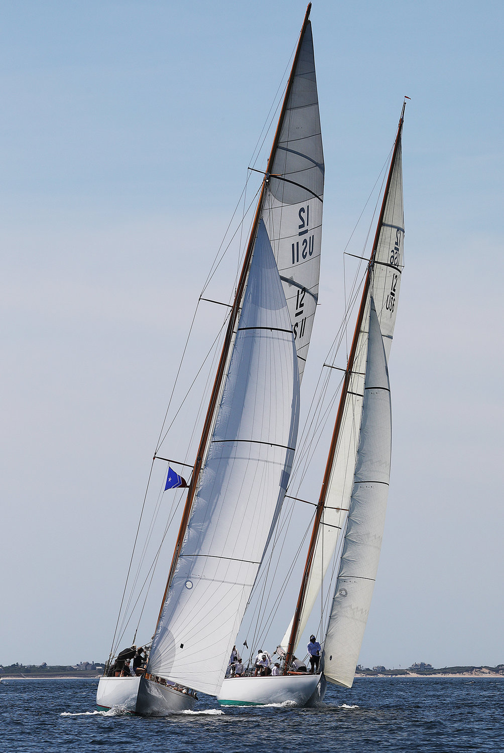 Gleam and the Onawa during the first leg of the Opera House Cup race on Sunday in Nantucket Sound.