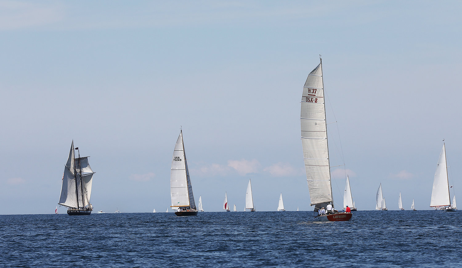 Boats including the tall ship Lynx in the first leg of the Opera House Cup race on Sunday in Nantucket Sound.