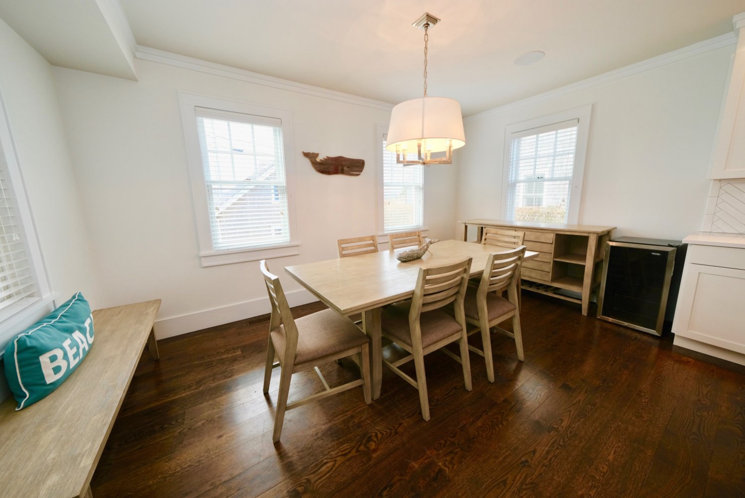The dining area is the perfect size for a family dinner, or a quiet evening sharing a meal with a few friends.