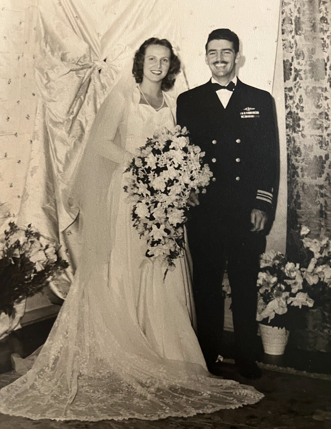 Commander and Mrs. John Walling at their wedding ceremony.