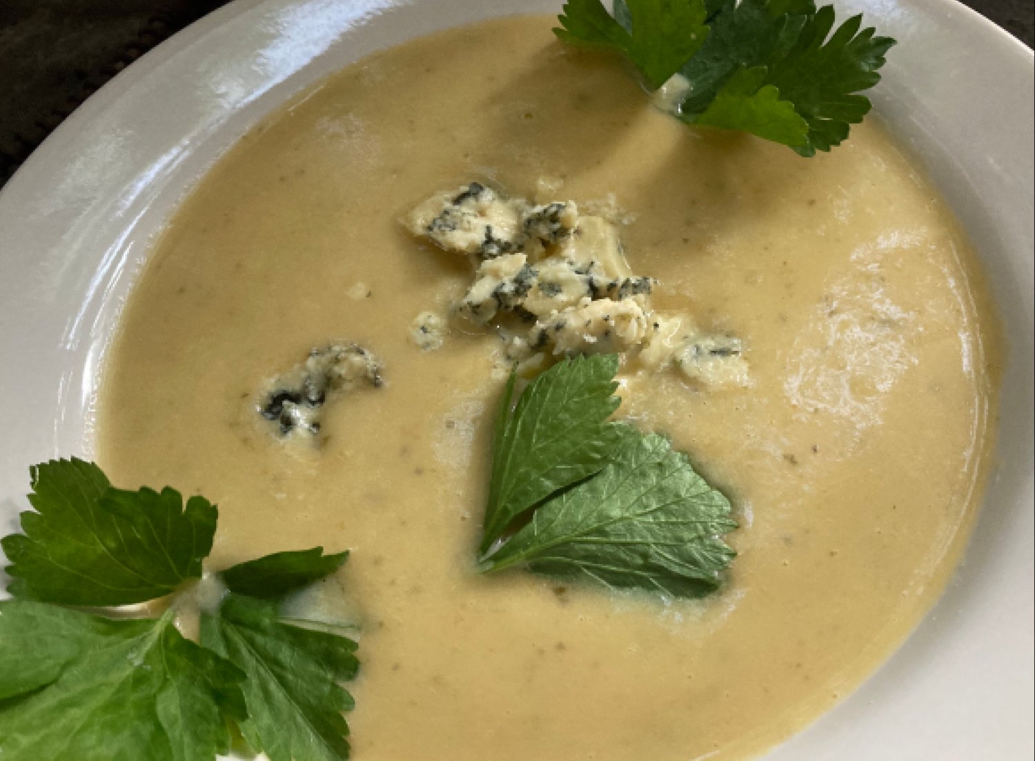 Stilton’s buttery, mellow tang enhances the flavor of this soup made with potatoes, celery, onions and heavy cream.