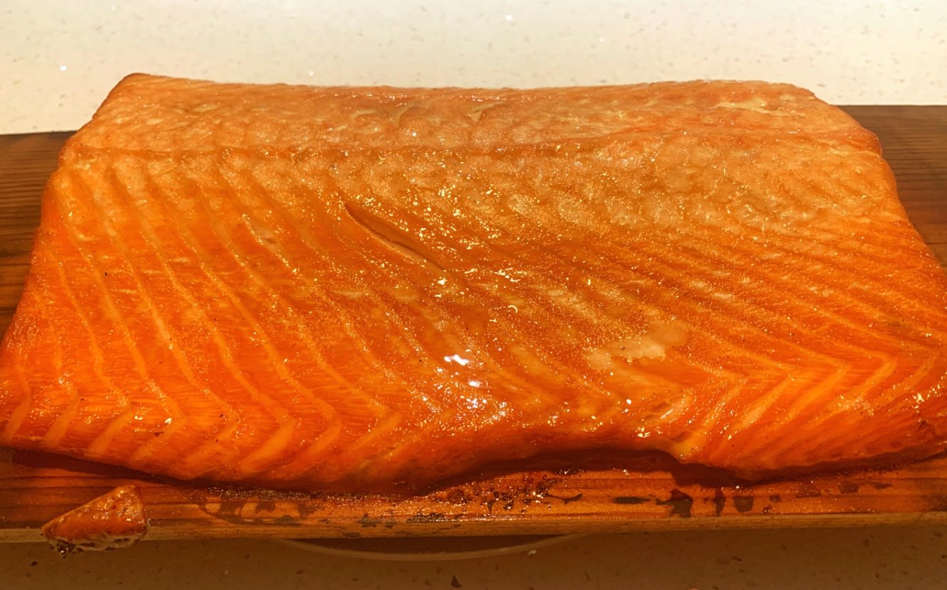 The longer you soak the plank, the less chance there will be of spontaneous fires charring your salmon.