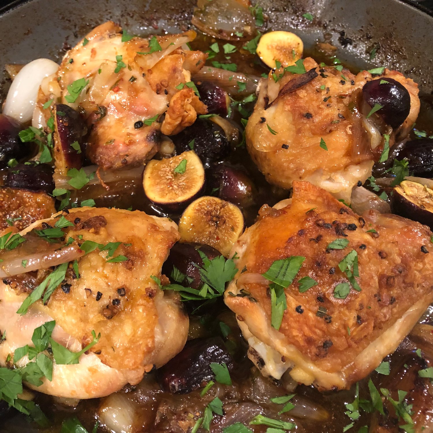 This Chicken Thighs with Fresh Figs recipe was inspired by the late chef Judy Rodgers of Zuni Café in San Francisco.