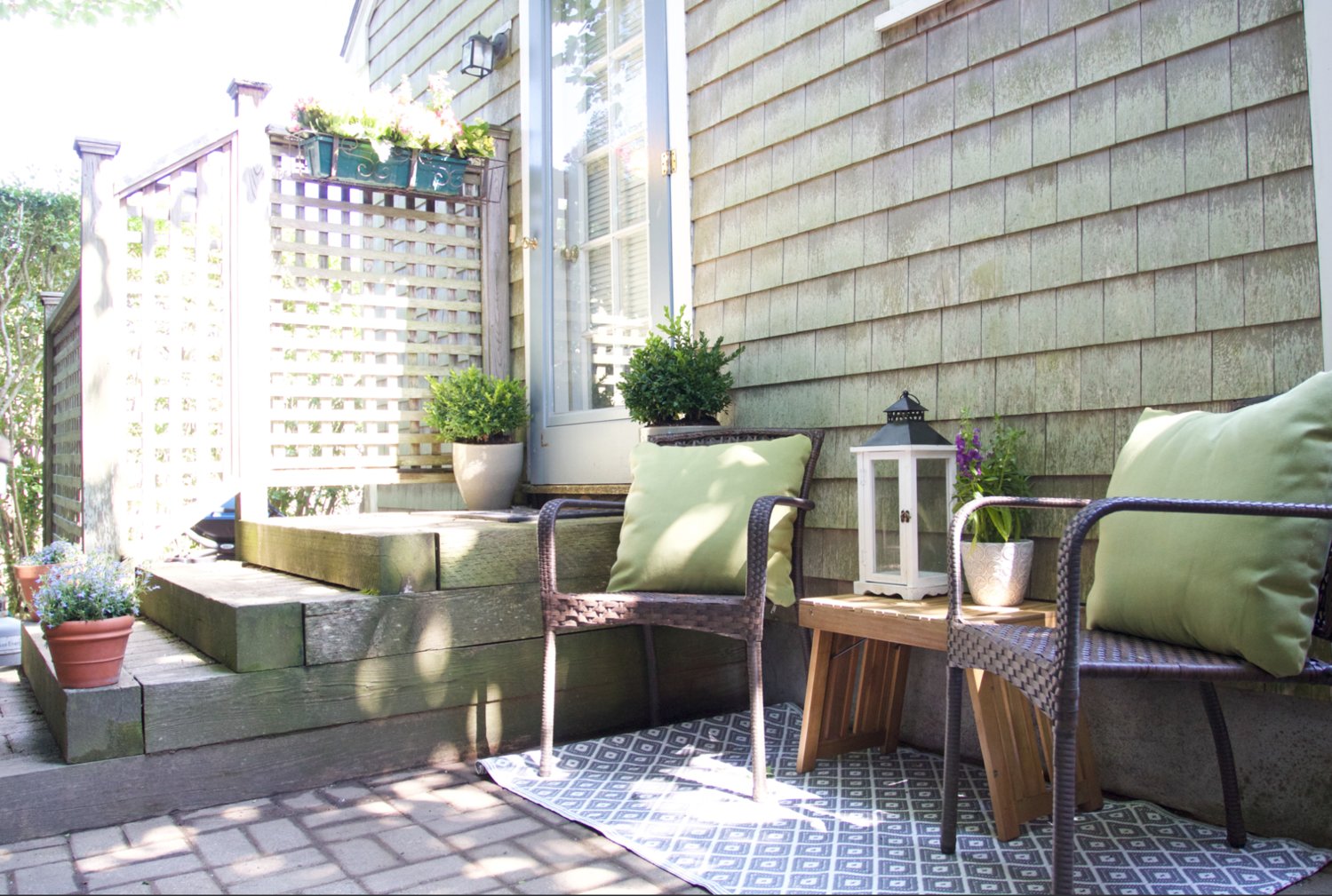 The brick patio is perfect for relaxing and entertaining.