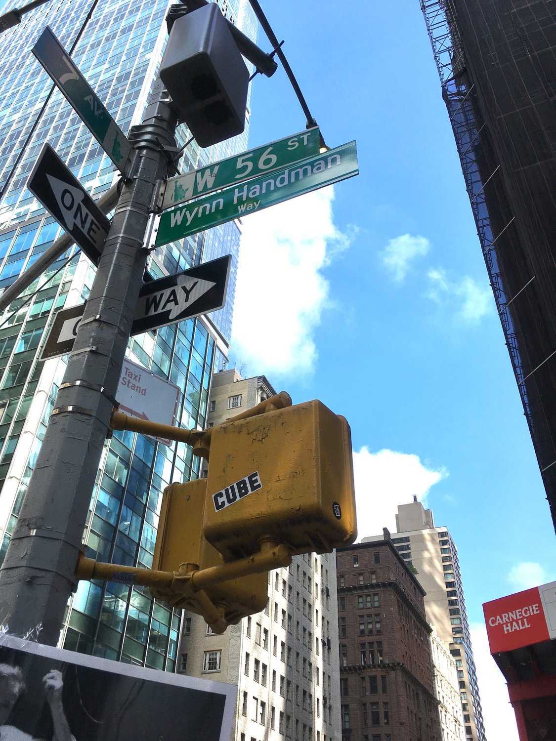 West 56th Street near Carnegie Hall was named in honor of the late Wynn Handman Sept. 12.