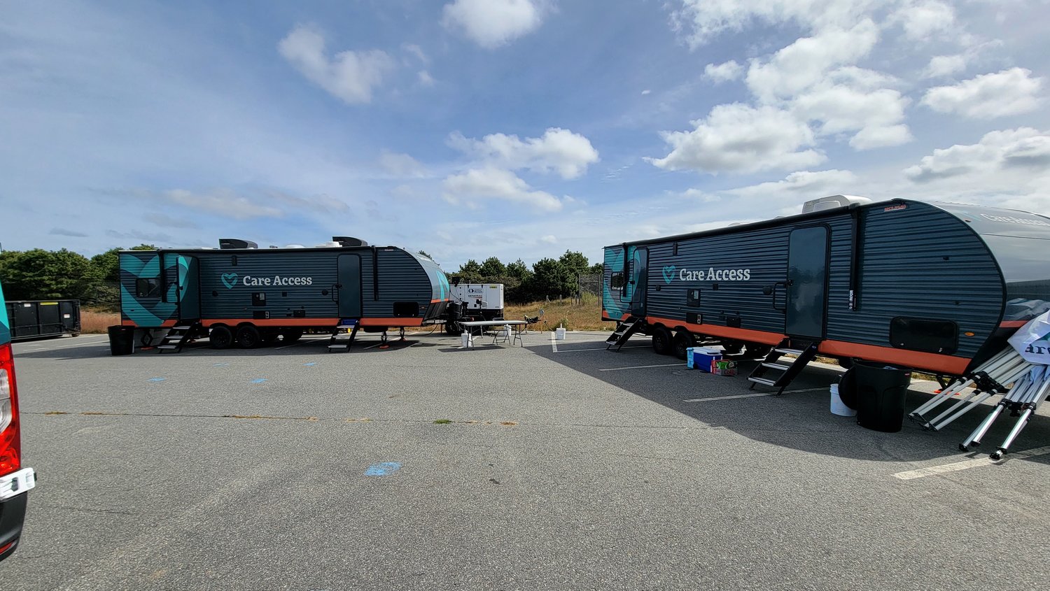 Care Access vaccination trailers set up at the VFW
