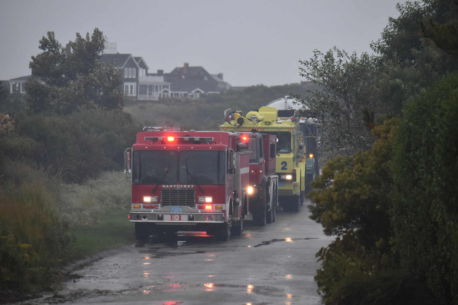 Response to Saturday's fire included multiple NFD engines, mutual aid from Hyannis, Nantucket Memorial Airport, the Land Bank and off-duty Coast Guard.