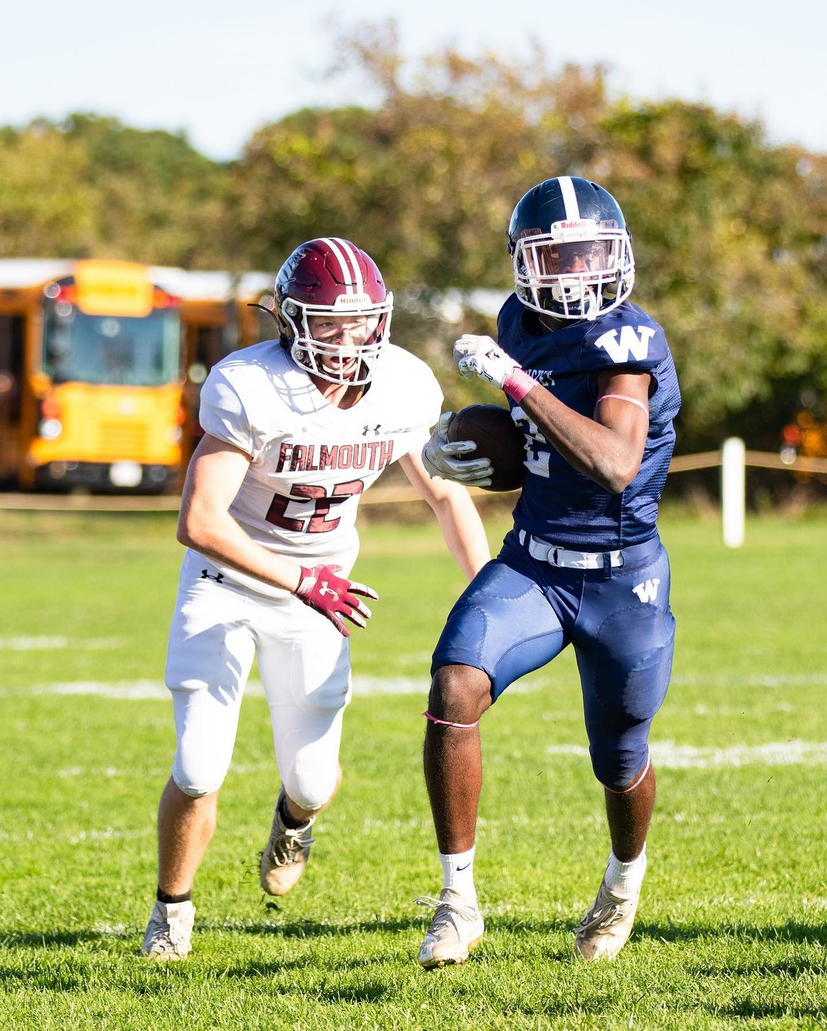 Jayquan Francis carries the ball during Saturday's game against Falmouth