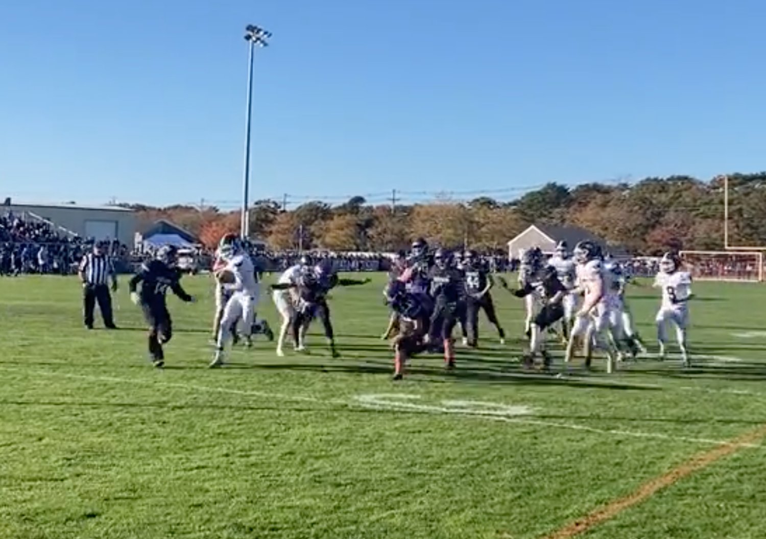 Kareem Maxwell breaks away to score Nantucket's second touchdown of the day against Martha's Vineyard Saturday.