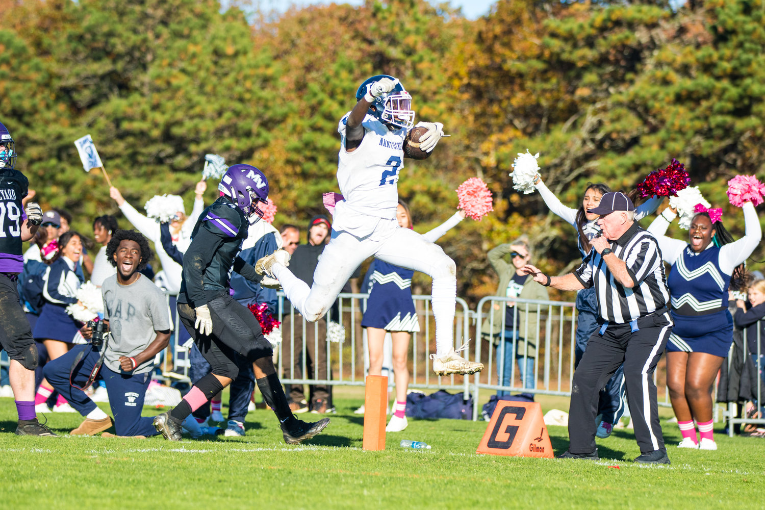 Jayquan Francis leaps into the end zone.