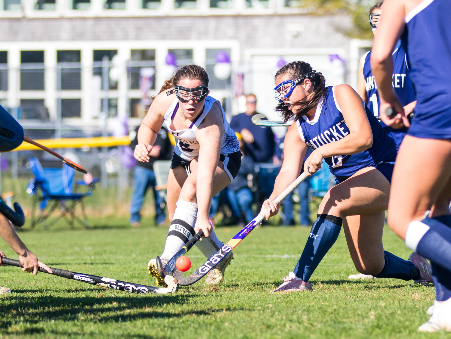 Lily Remick drives a ball through the Vineyard defense Saturday. The teams tied 1-1.