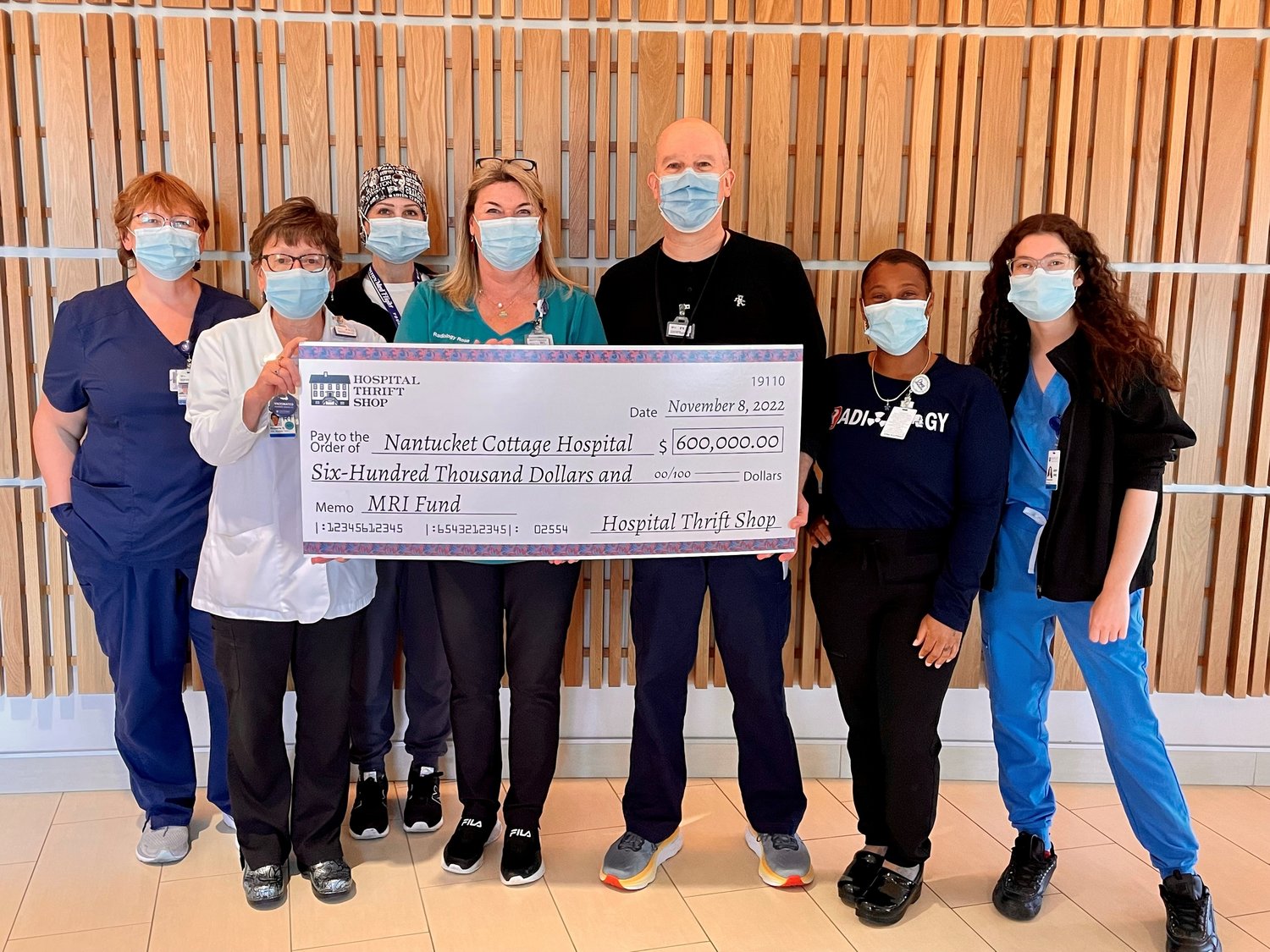 The Hospital Thrift Shop donated $600,000 to Nantucket Cottage Hospital Tuesday.