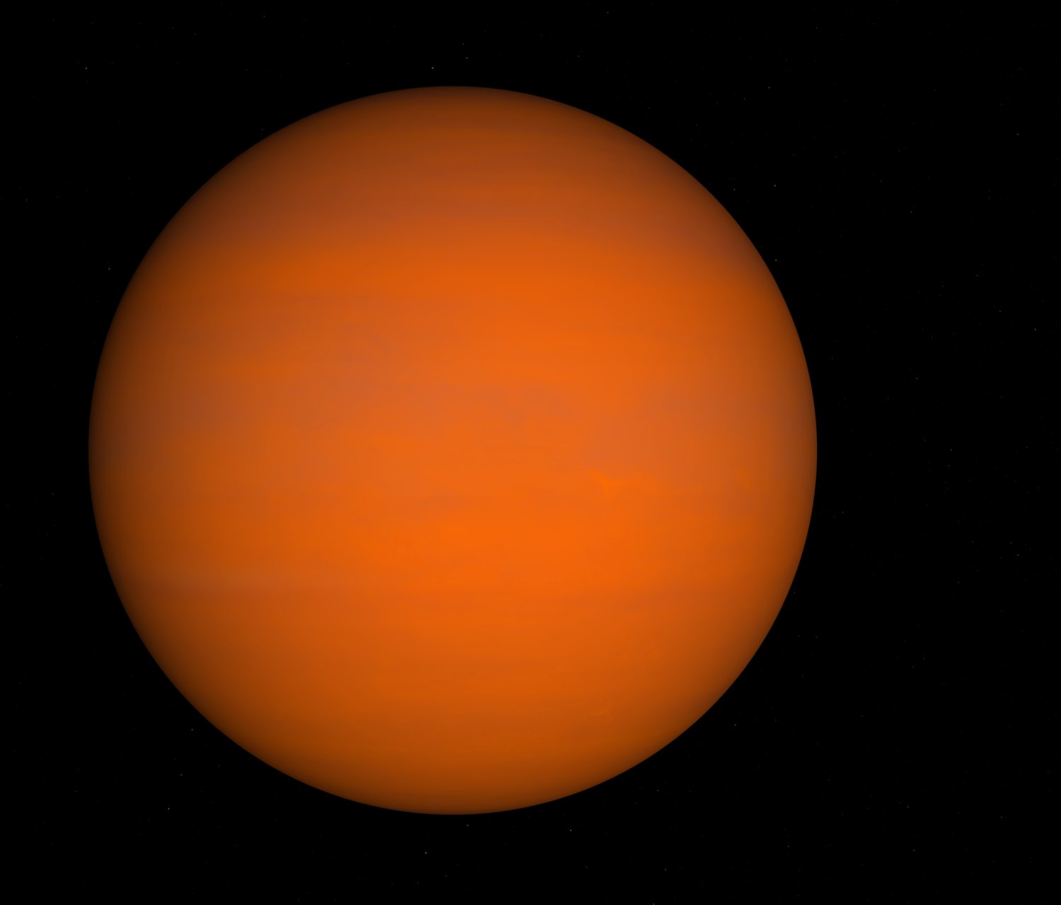 A hypothetical visualization of WASP-39 b, an exoplanet studied by the James Webb Space Telescope.