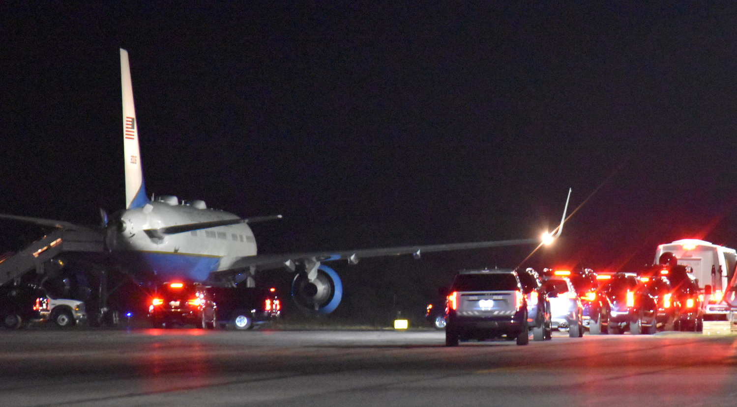 Air Force One on the ground at Nantucket Memorial Airport Tuesday.