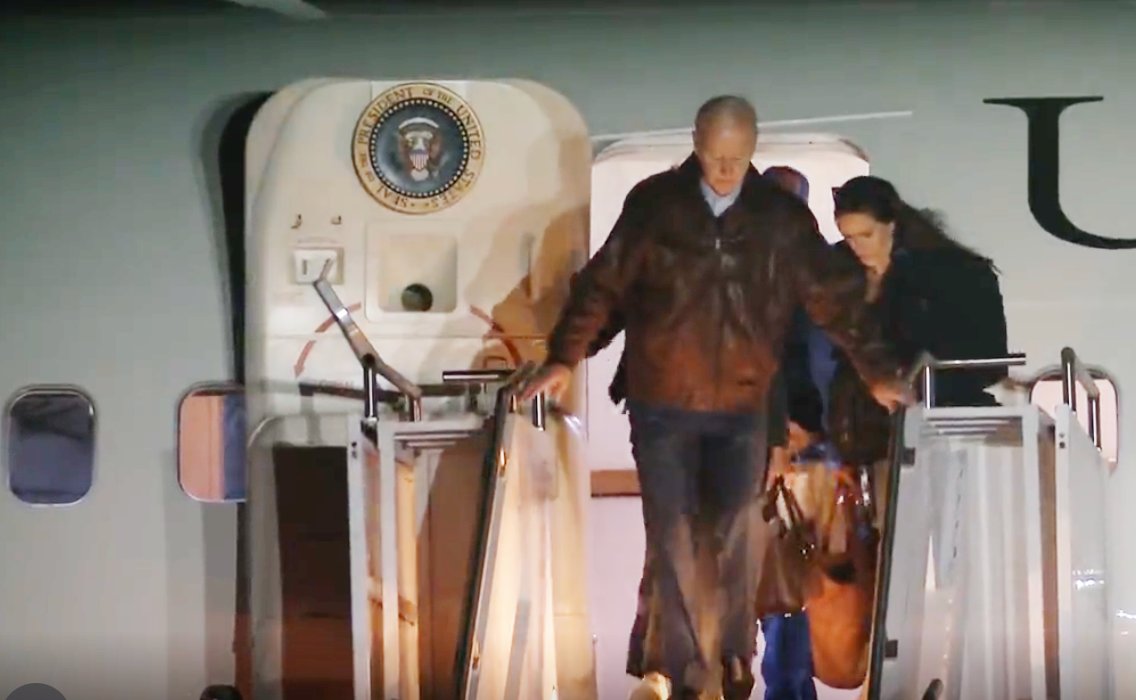 President Joe Biden deplanes from Air Force One on Nantucket Tuesday.