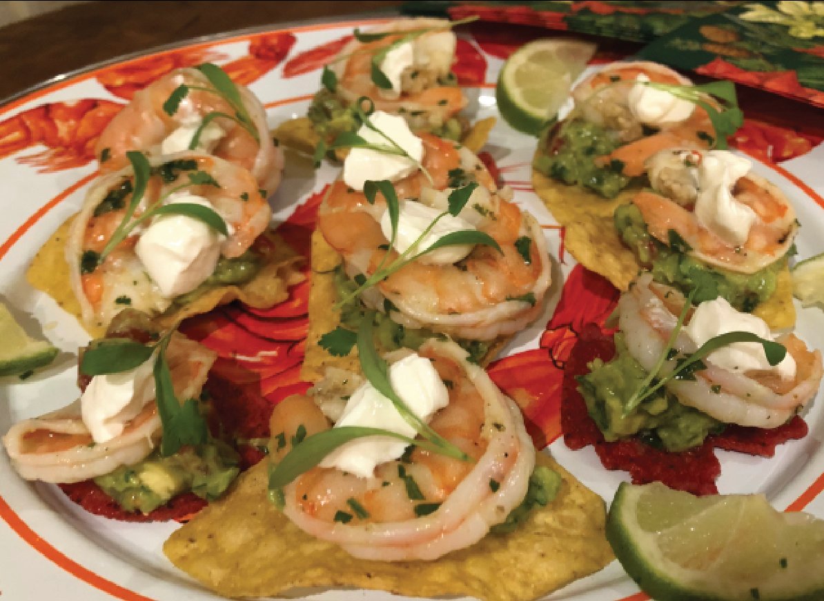 This Guacamole Shrimp Tostada is based on a recipe by “Victory Garden” cookbook author Marian Morash.