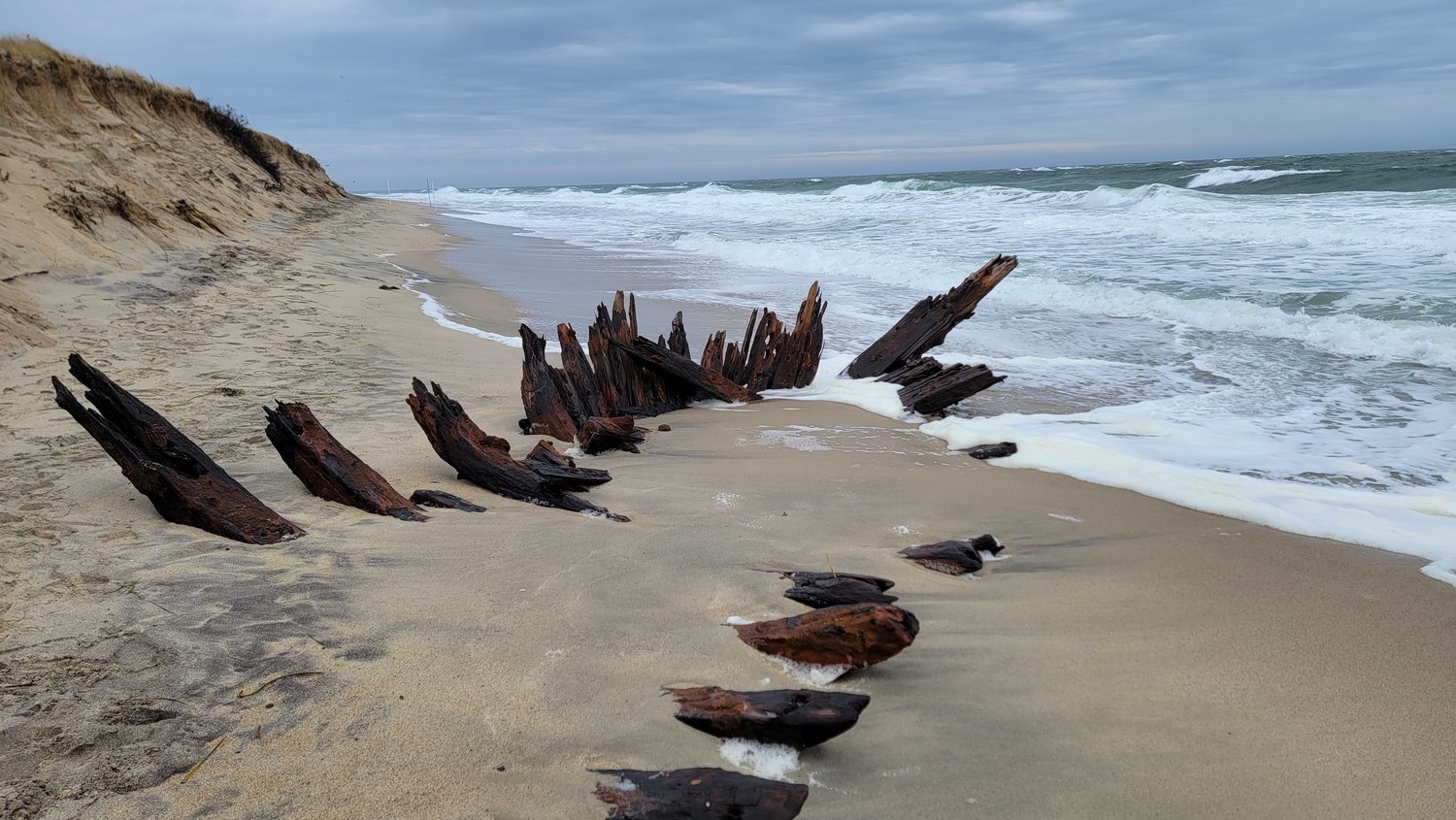 This shipwreck emerged on the south shore in early December.