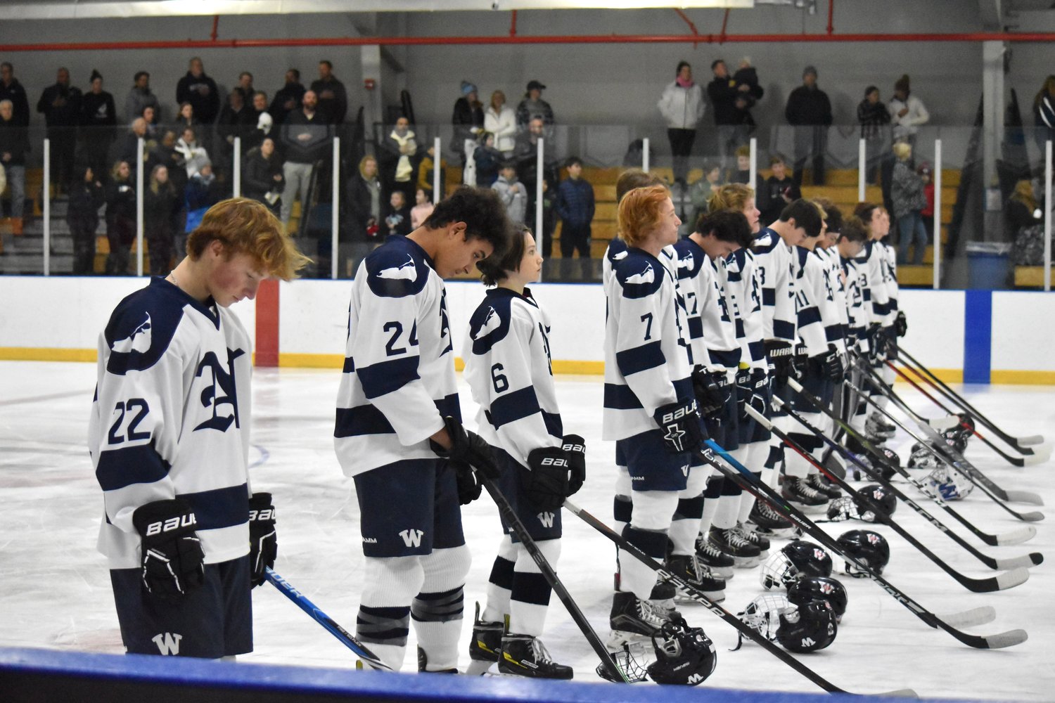 The Whalers boys hockey team ahead of Saturday's game against Barnstable.