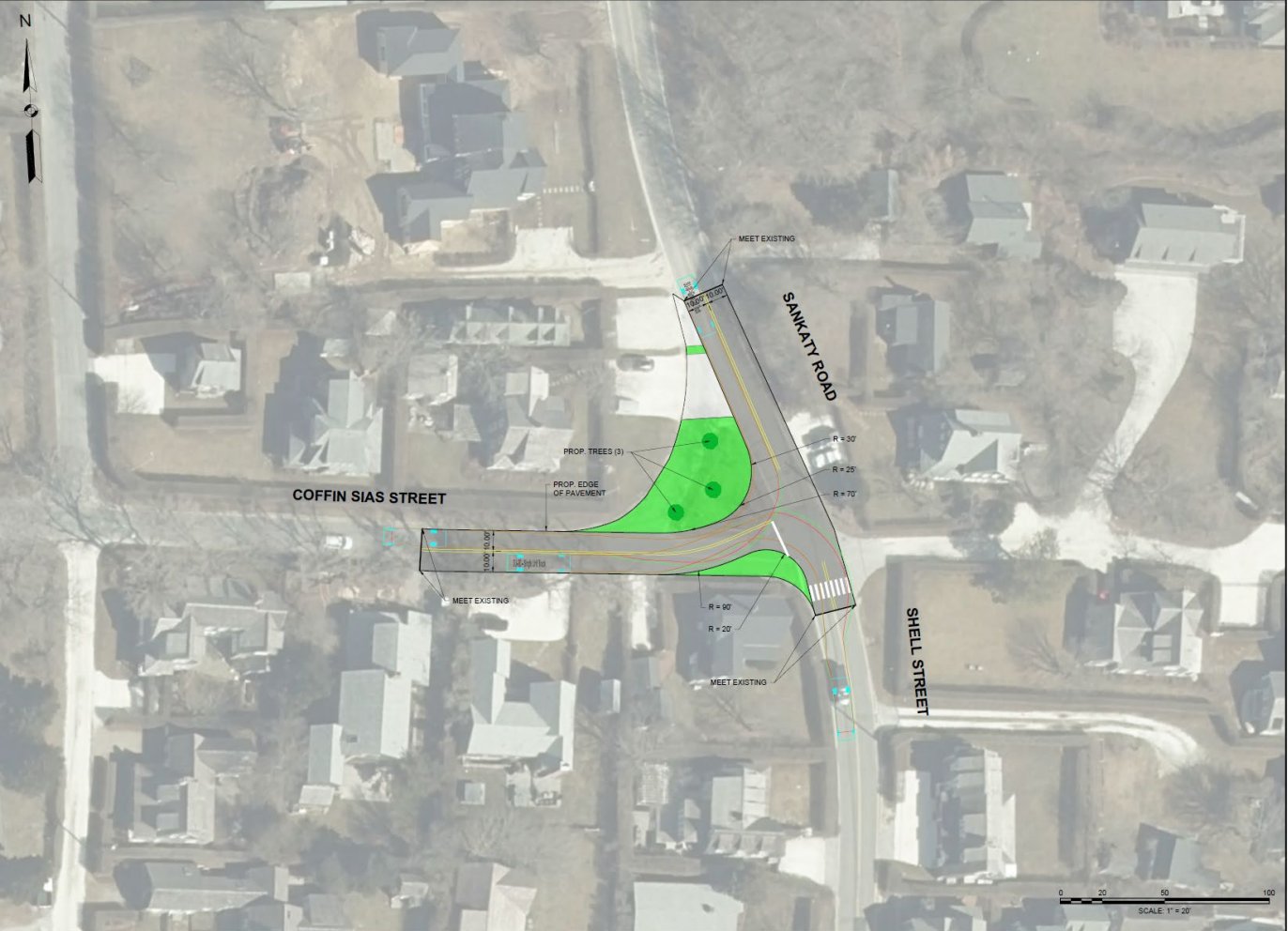 The intersection of Sankaty Road and Coffin Street in Sconset will be reconfigured to improve traffic safety and visibility.