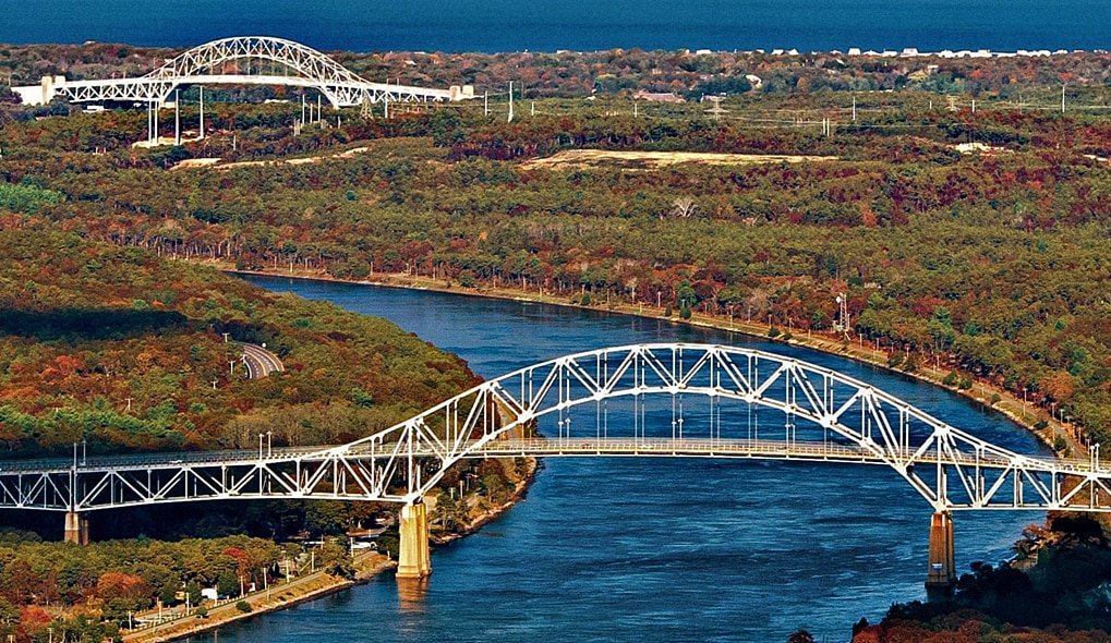 The Bourne and Sagamore bridges over the Cape Cod Canal.