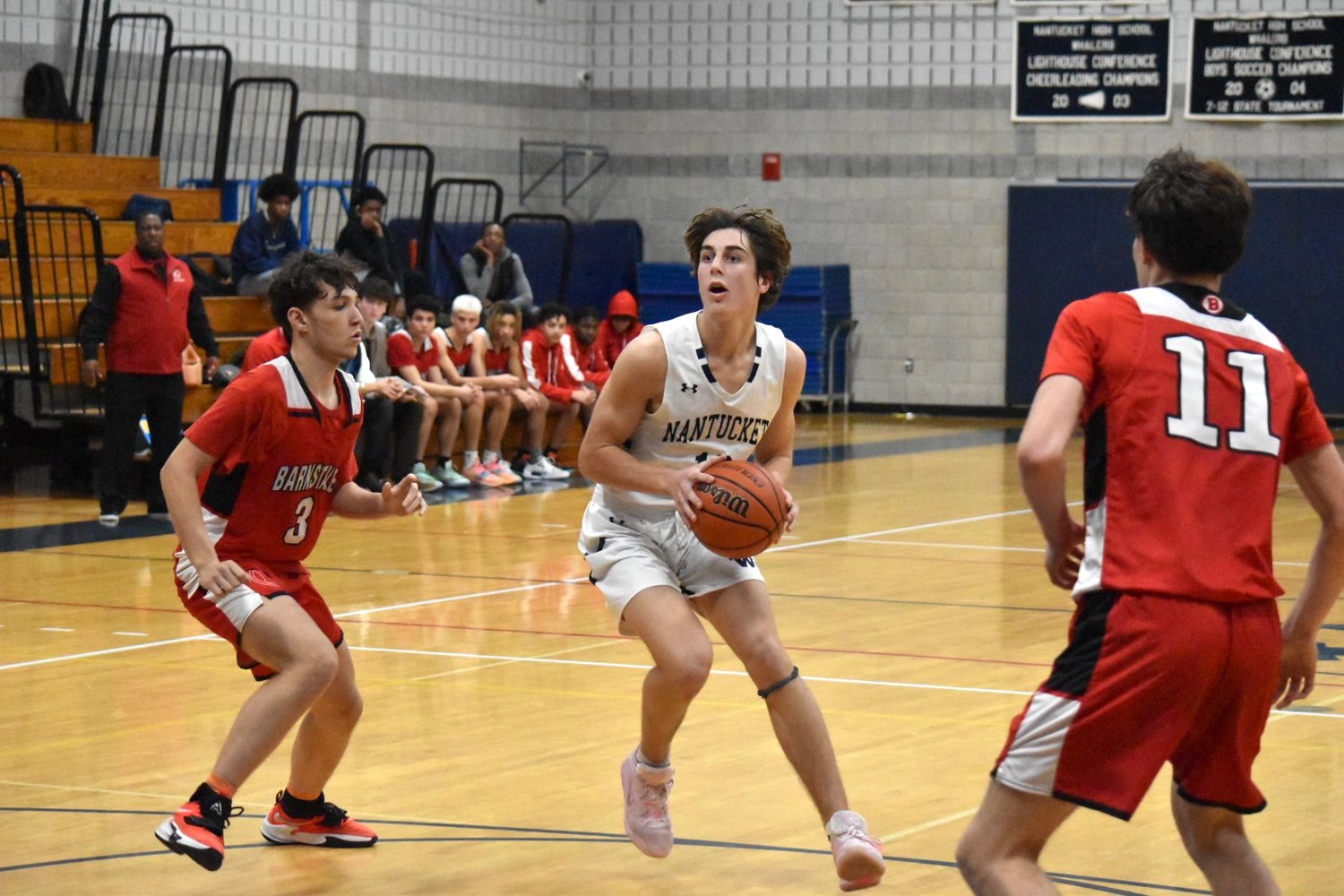 Jack Halik led the Whalers with 20 points in Friday's 62-51 loss at home against Barnstable.