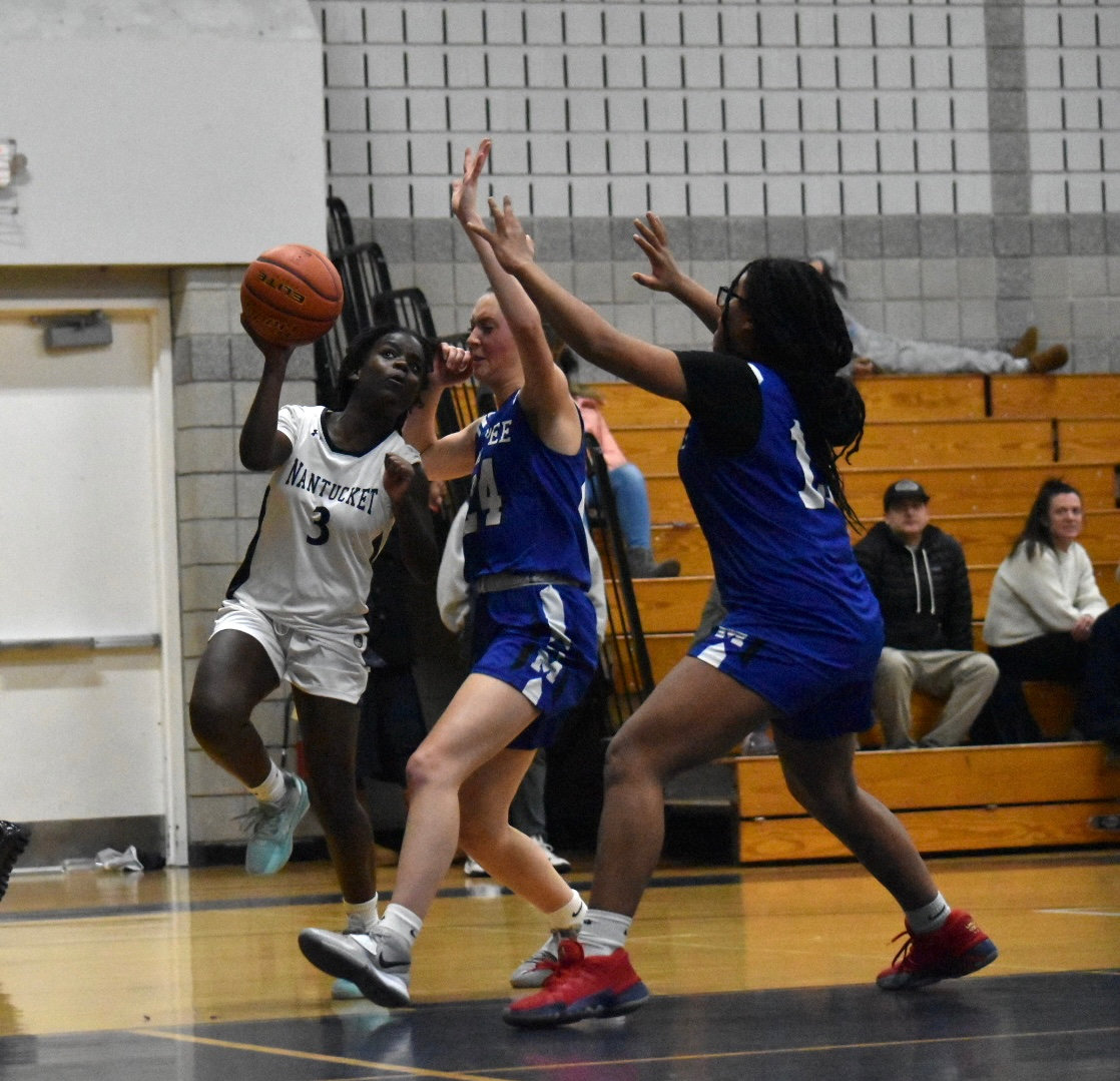 Ciara Barnett puts up a shot during the Whalers' 65-31 loss Friday at home against Mashpee. The senior led the team with 10 points.