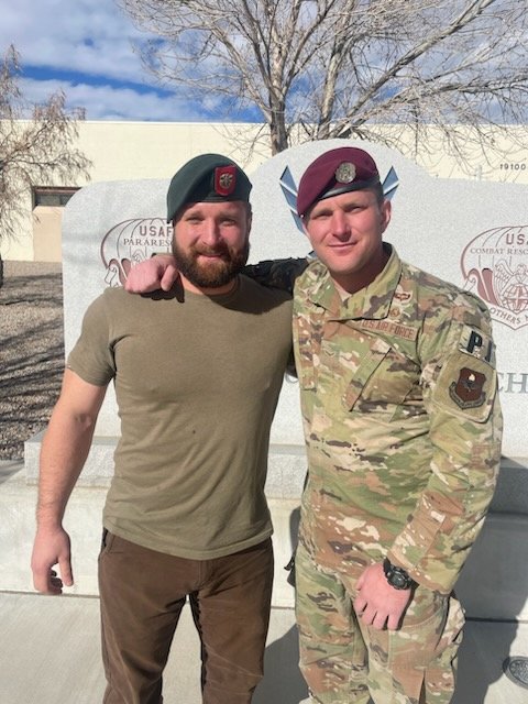 U.S. Air Force pararescue jumper Ryan Webb, right, with his brother Hollis Webb, a former member of the U.S. Army special forces.