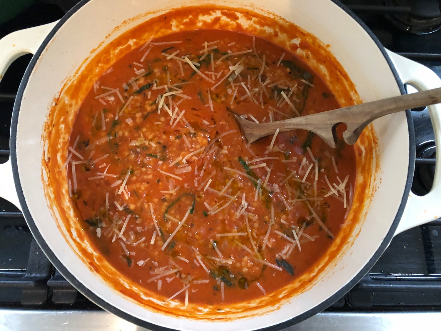 Pastina adds a texturally soothing element to a big pot of homemade tomato soup on a cold winter’s day.