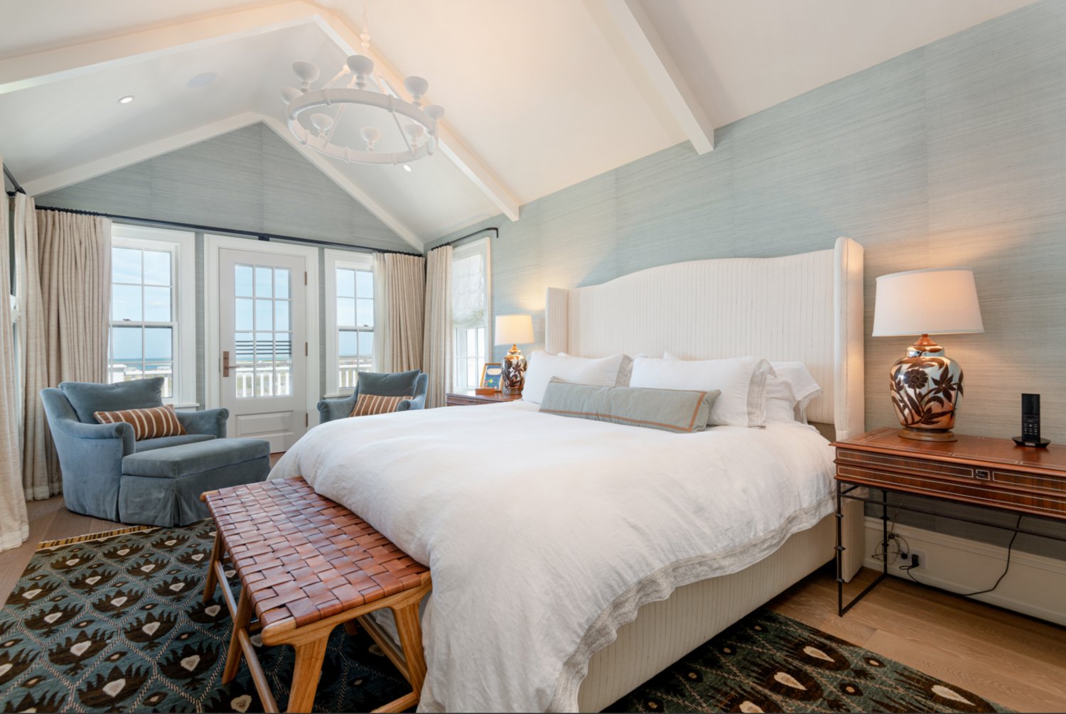 The master bedroom suite occupies an entire wing of the home’s second floor.