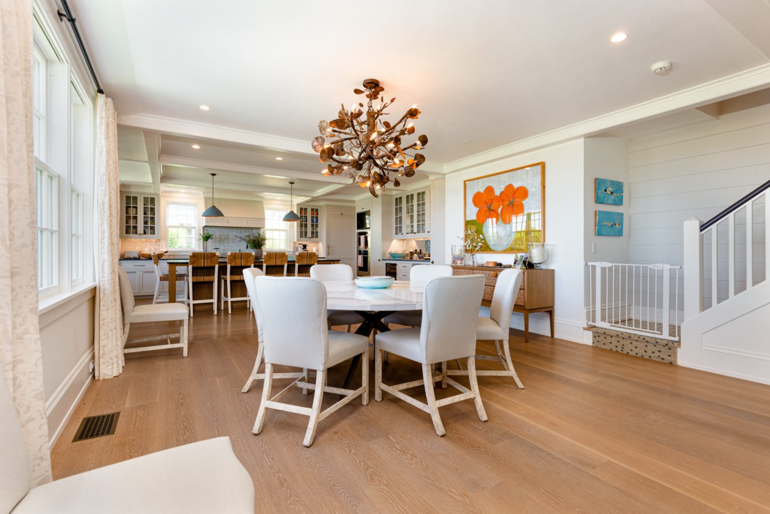 The dining area is located off the kitchen in the open-concept first floor.