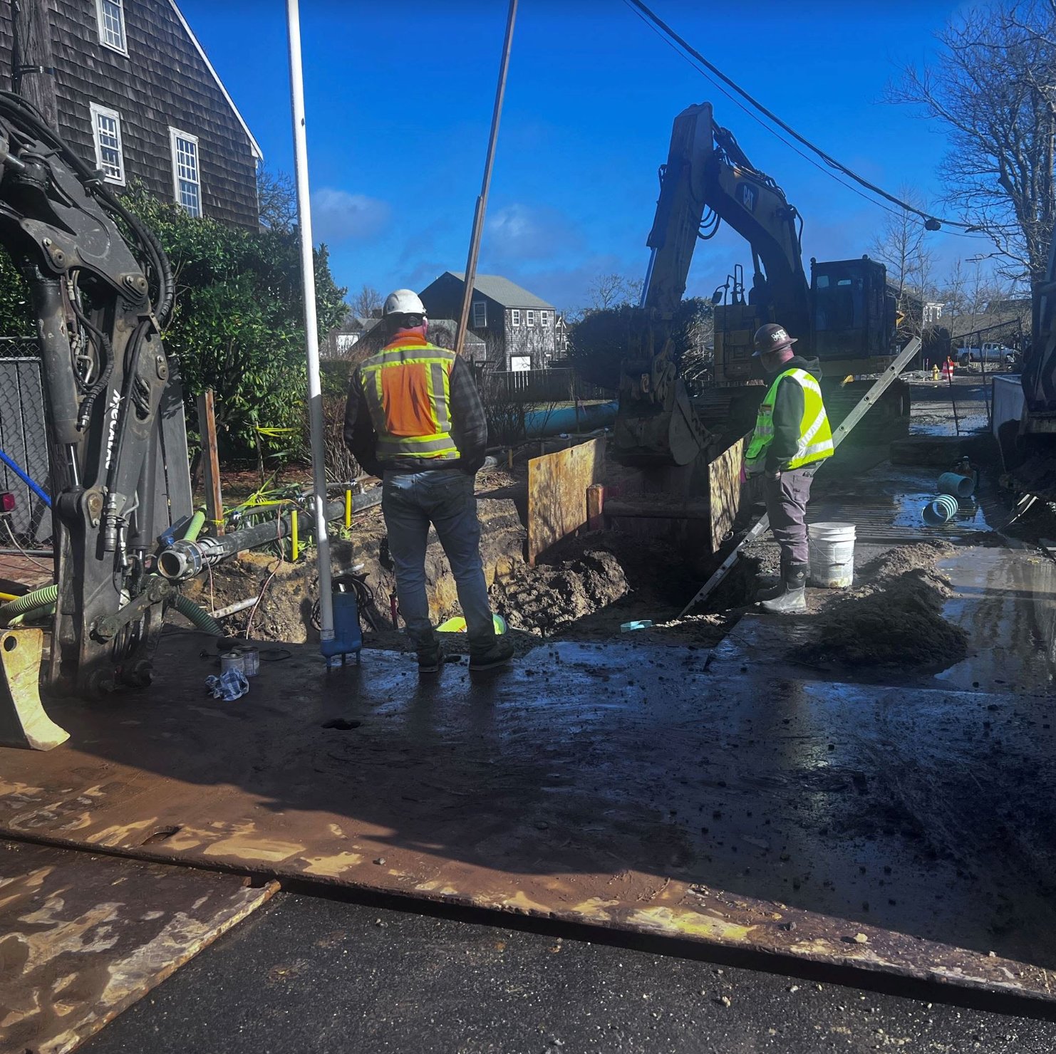 Work on the downtown sewer main installation project.