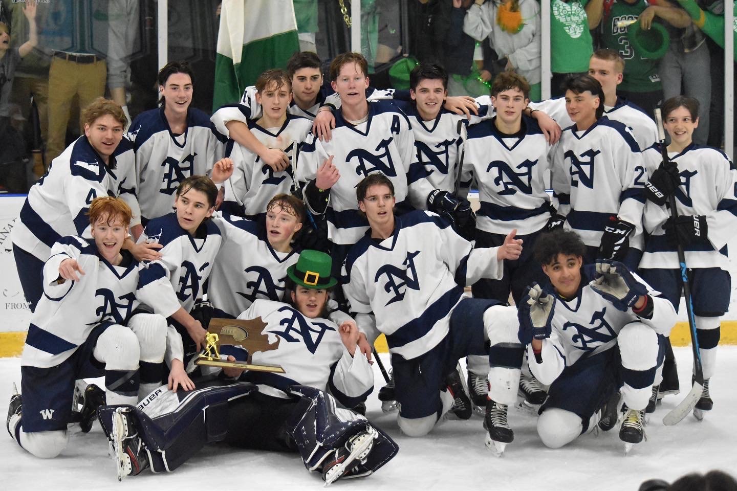 The Whalers celebrate after Thursday's 2-0 win over Abington. The victory clinched a spot in the Div. 4 semifinals, where Nantucket will challenge Sandwich on Saturday.