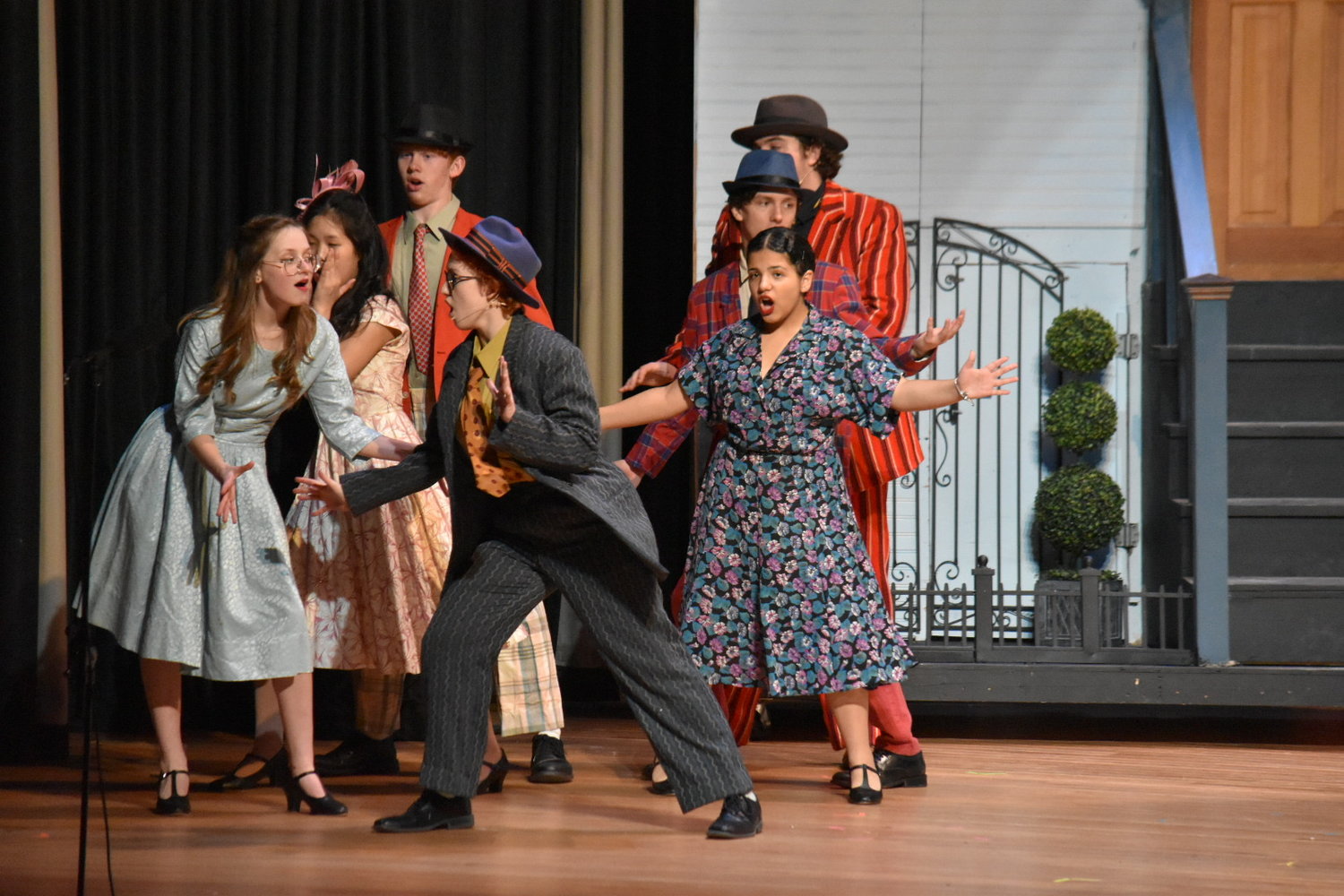 Cast members on stage during the Nantucket High School production of "Guys and Dolls."