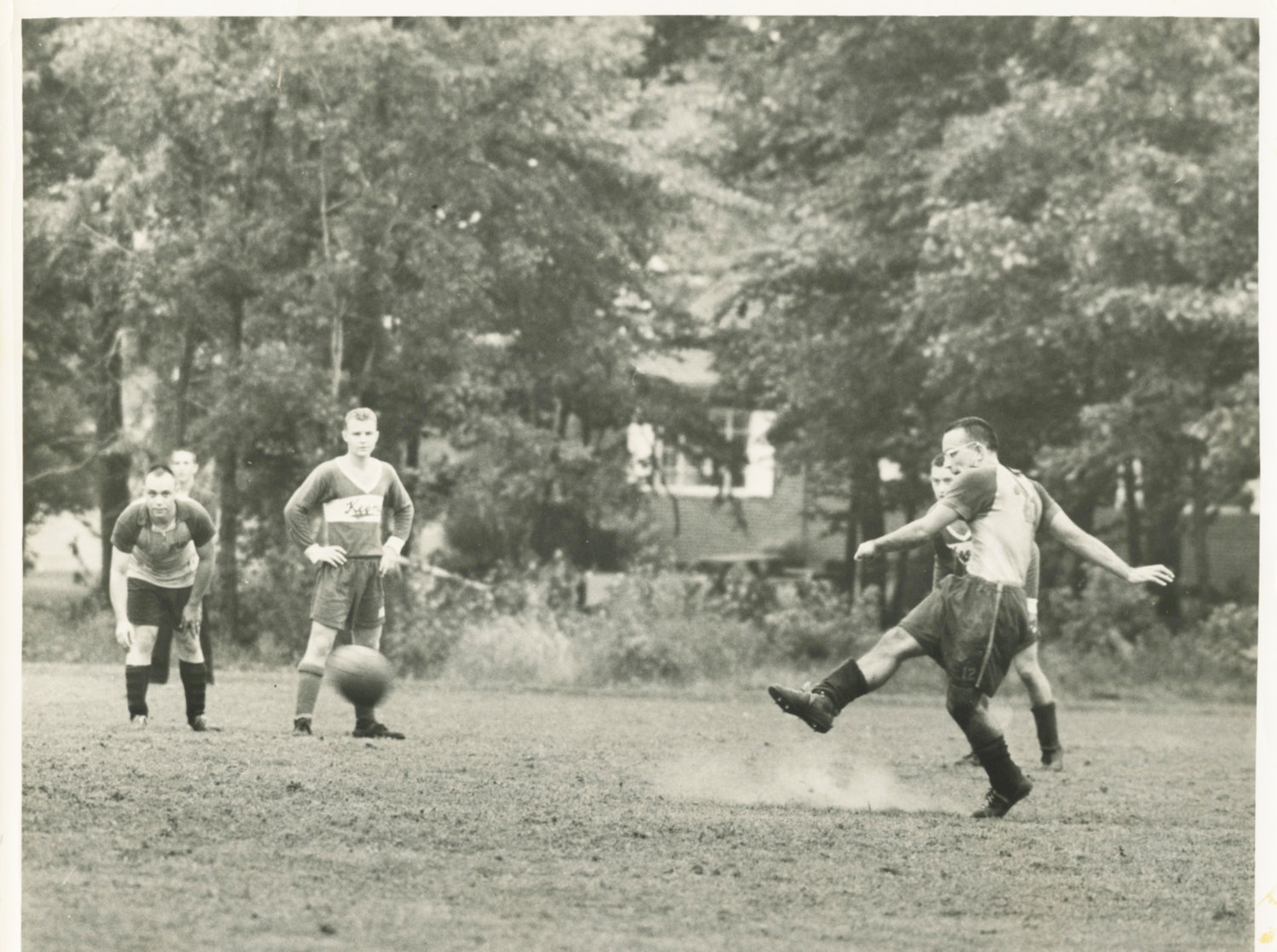 Joe Aguiar, right, graduated from Rhode Island College in 1960 and scored 34 goals in 34 career games.