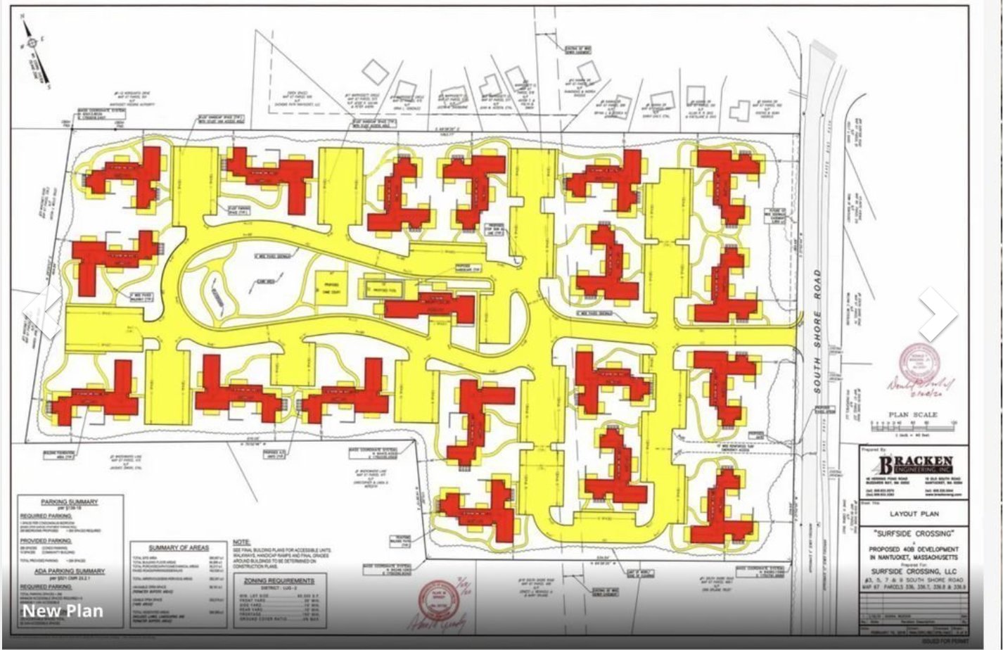 A site plan of the 18 condominium buildings Surfside Crossing plans to build off South Shore Road.