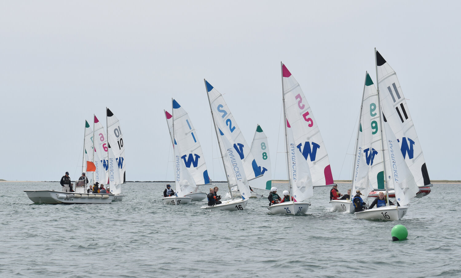 Teams line up for the start of a race during last Friday’s Cape & Islands Girls Championship.