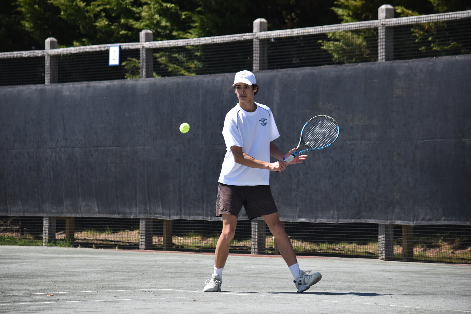 Henry Kathawala lines up a backhand during Thursday's match against Martha's Vineyard.