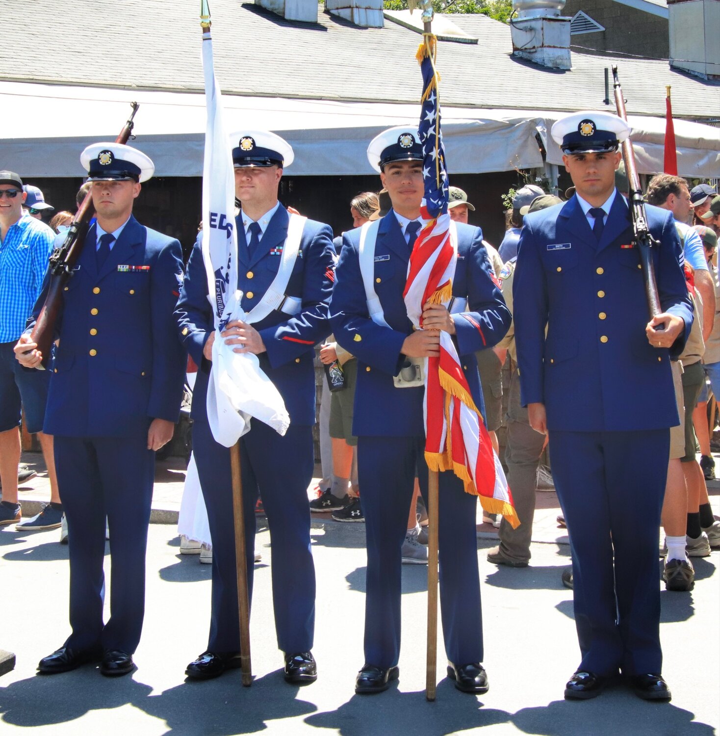 The Coast Guard Station Brant Point color guard.