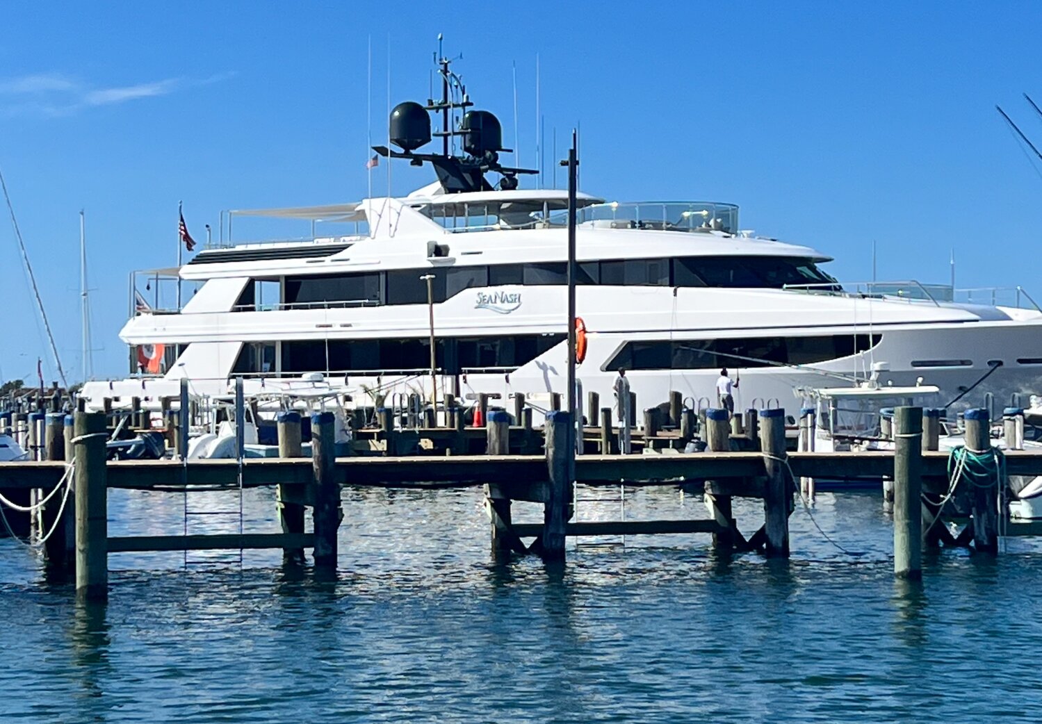 The 150-foot luxury yacht Sea Nash ended up at the Town Pier briefly last week.