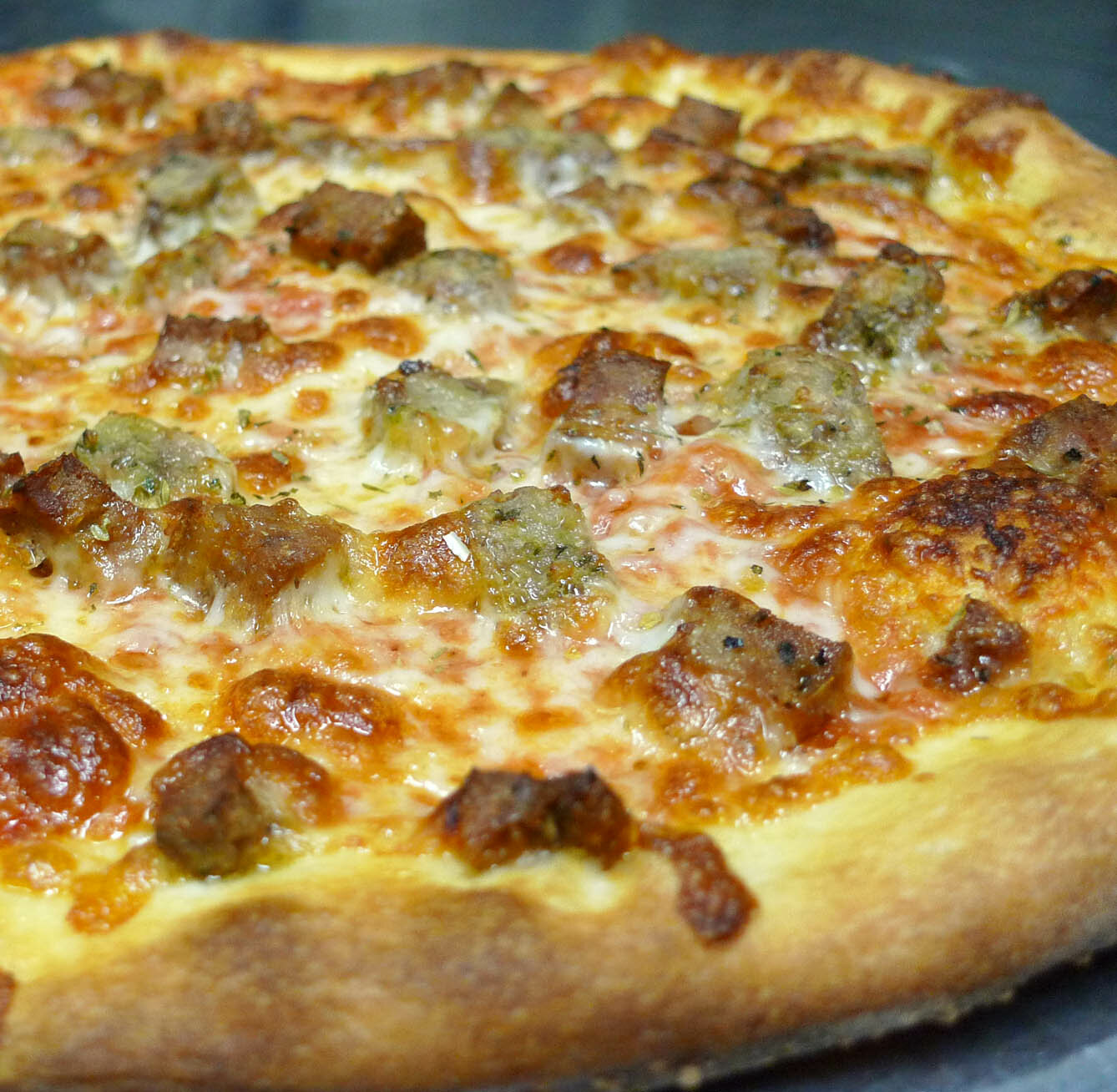 The Anthony pizza is loaded with Italian sausage and peppers.
