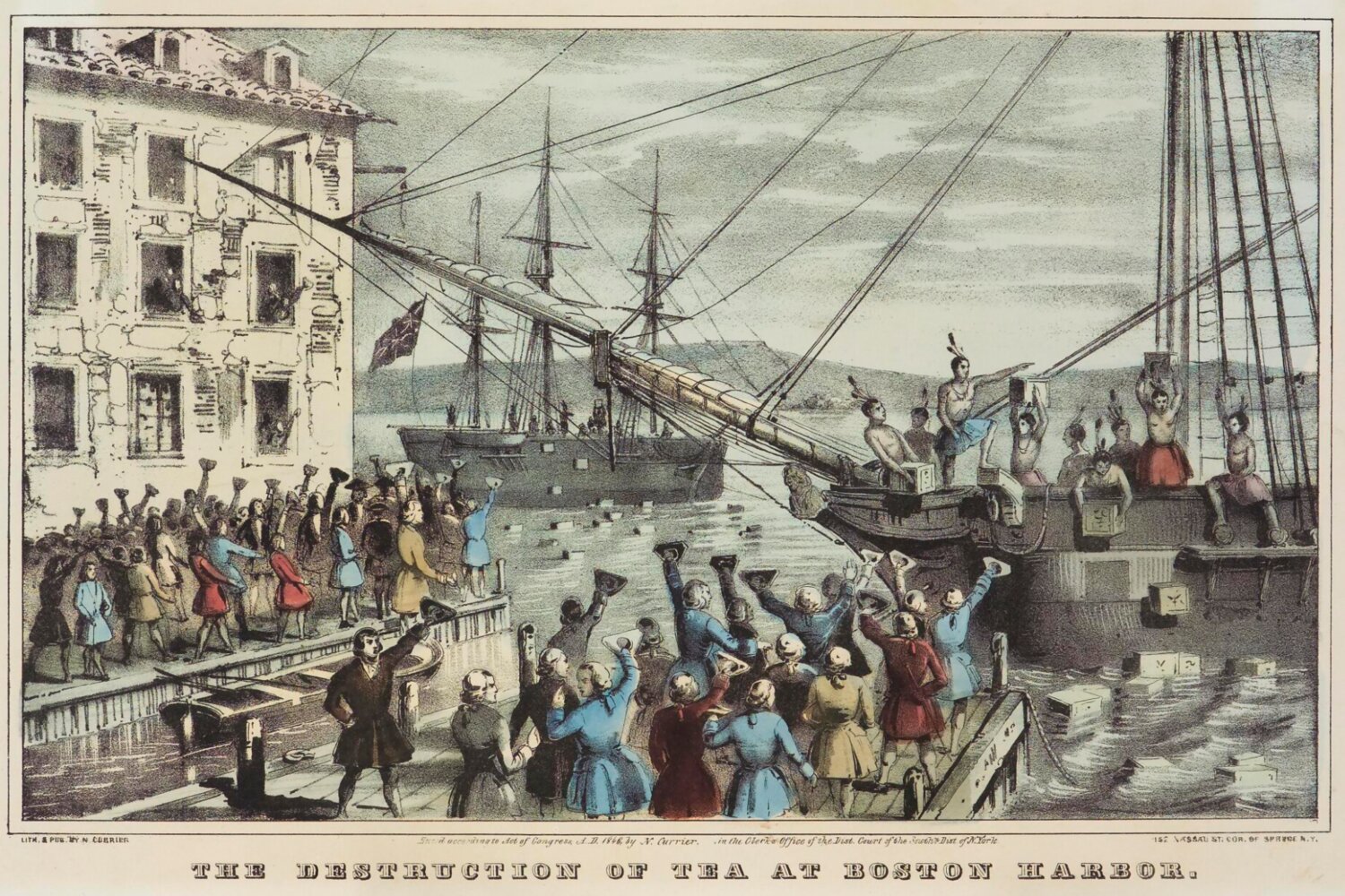 “The Destruction of Tea at Boston Harbor.”