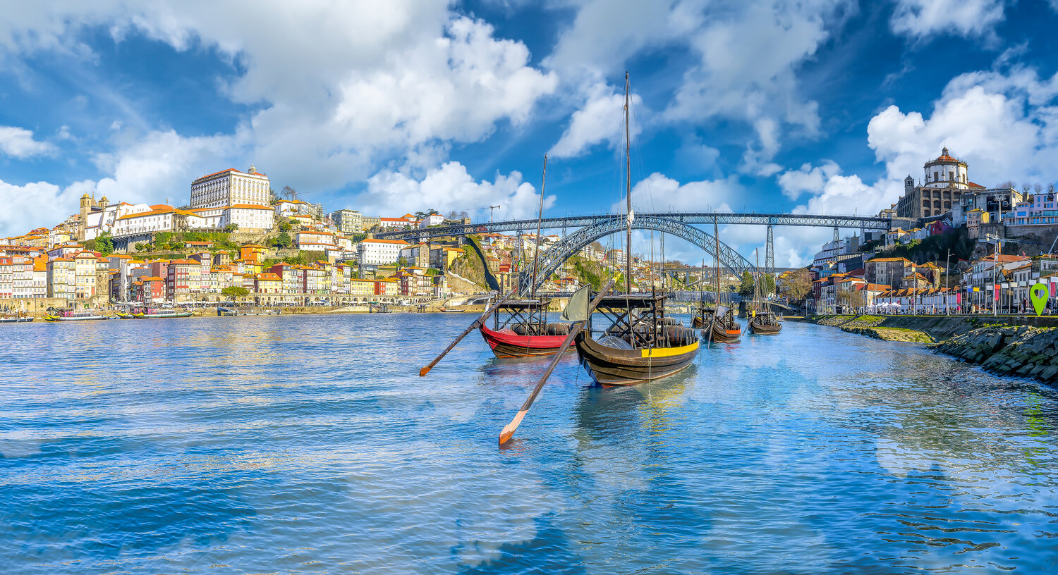 Porto is located in northwest Portugal and known for its stately bridges.
